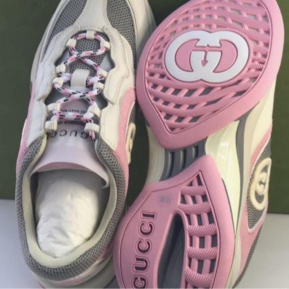 Gucci Women's Pink and Gray Sneakers - Picture 1 of 4